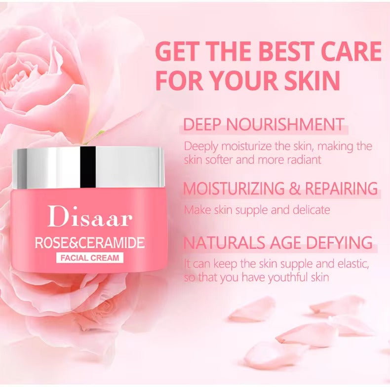 Disaar rose & ceramide facial cream.