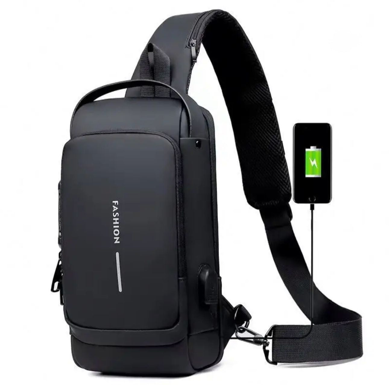 Waterproof Multifunctional Anti-theft Men's Chest Bag with JSB Charging Port.