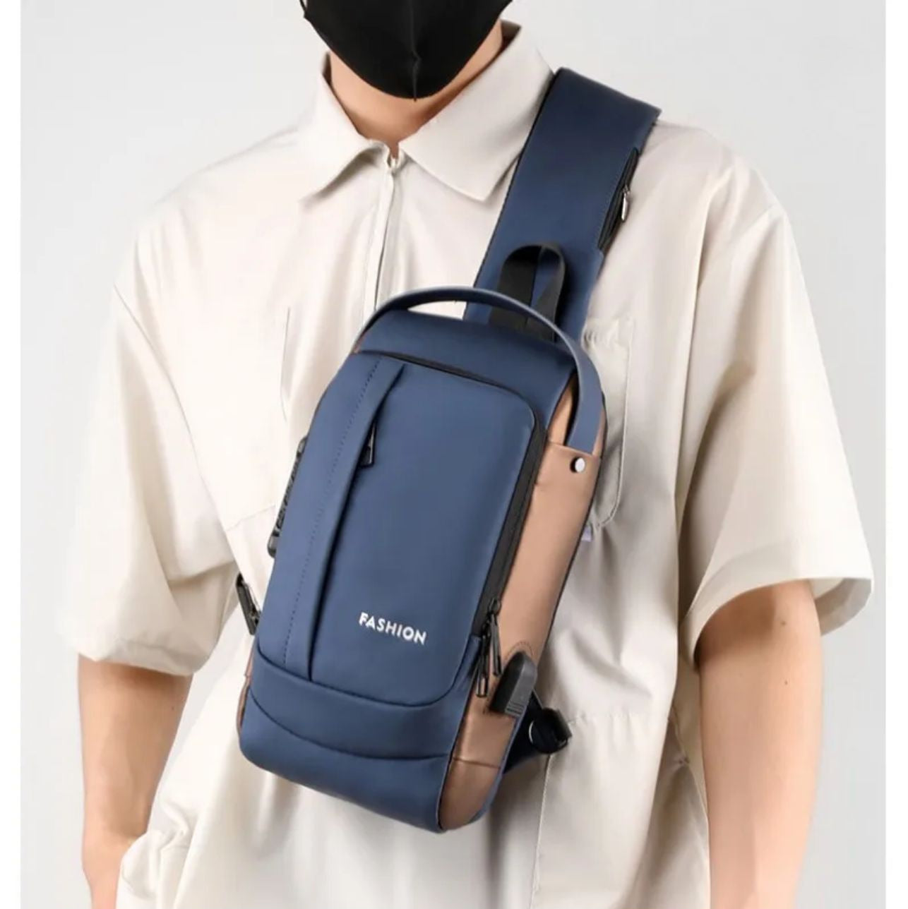 Waterproof Multifunctional Anti-theft Men's Chest Bag with JSB Charging Port.