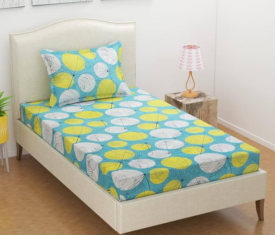 Geometric Printed Single Bedsheet with Pillow Cover โ Mixed Colours.