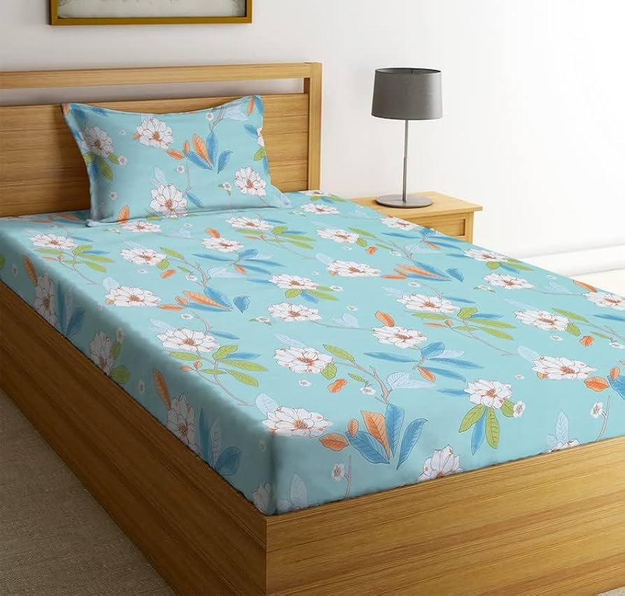 Geometric Printed Single Bedsheet with Pillow Cover โ Mixed Colours.