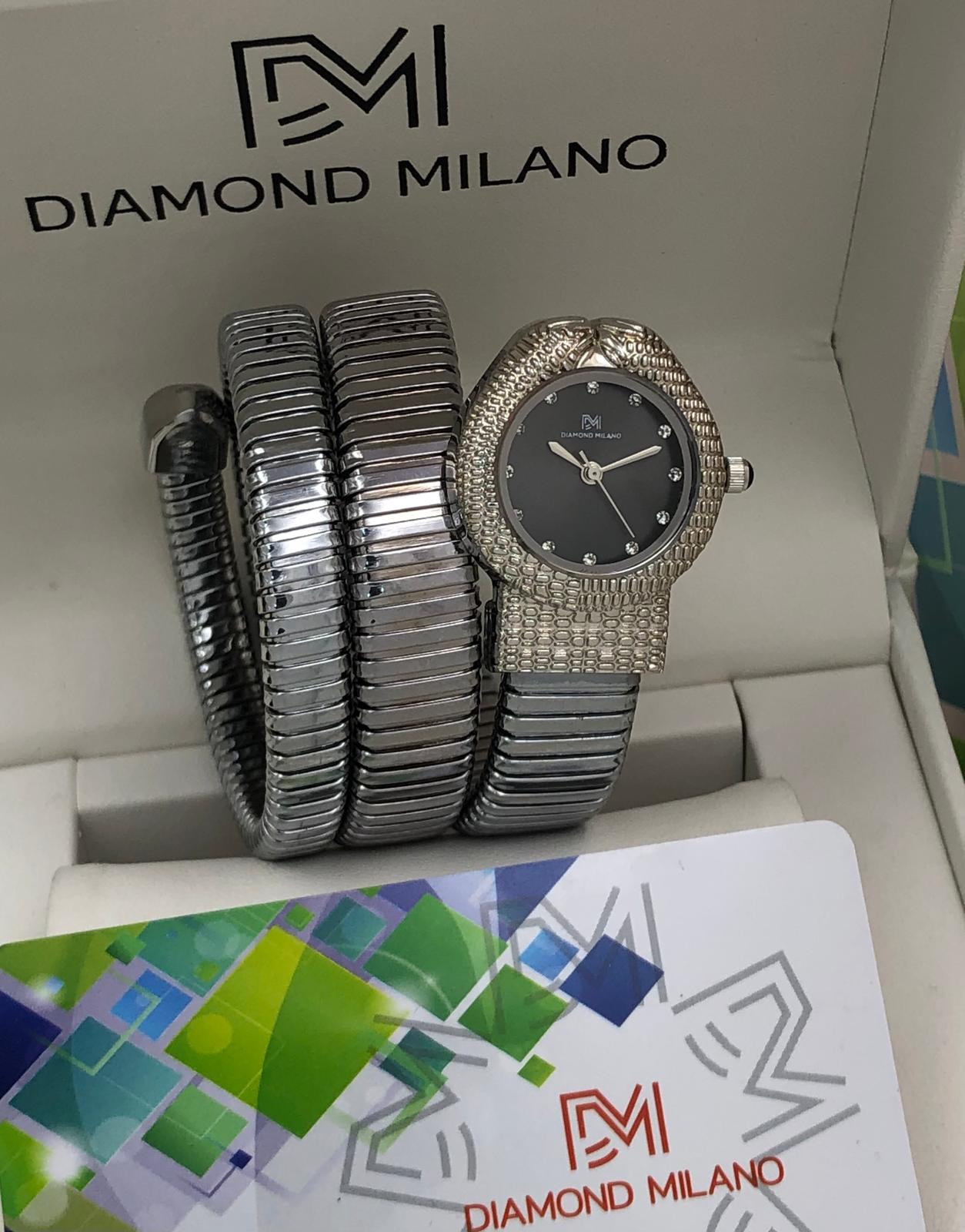 Diamond Milano Silver Snake Dial Watch