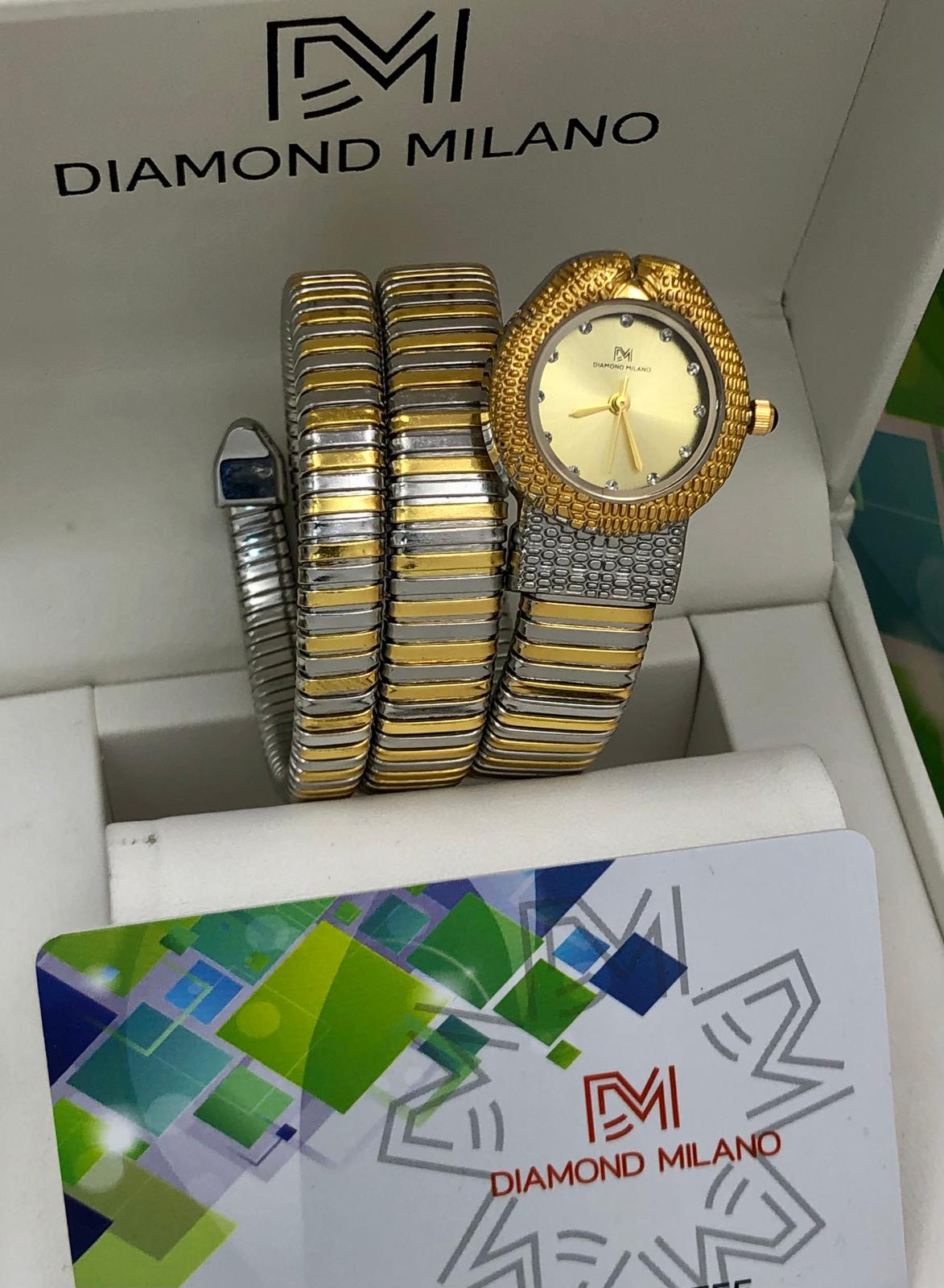 Diamond Milano Silver Snake Dial Watch