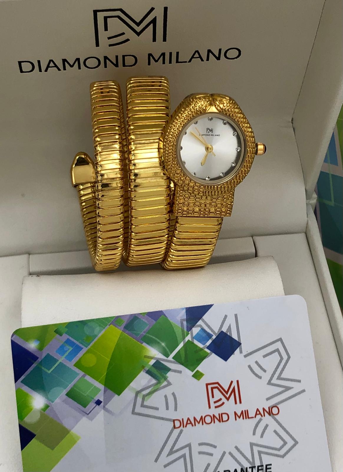 Diamond Milano Silver Snake Dial Watch
