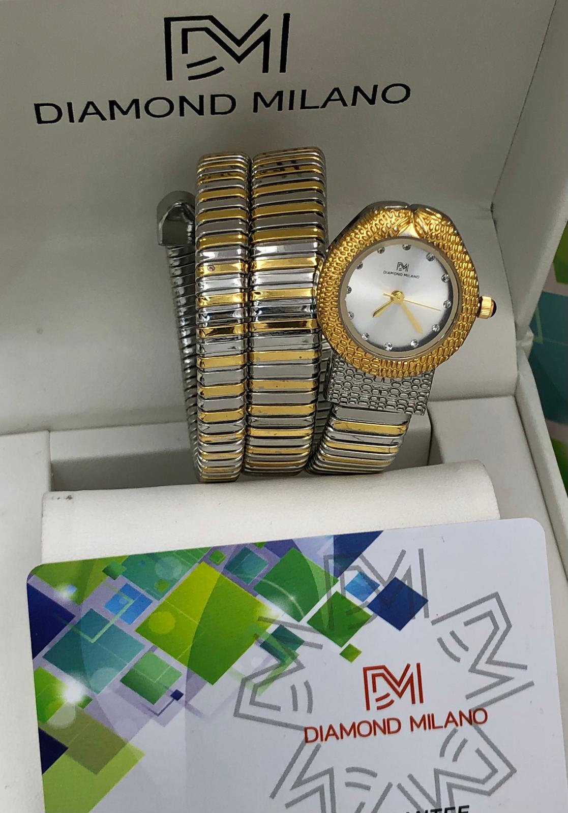 Diamond Milano Silver Snake Dial Watch