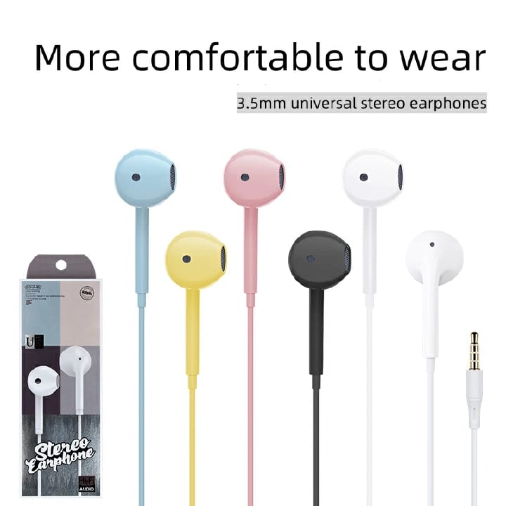 Multicolor 3.5mm universal stereo earphones with retail packaging
