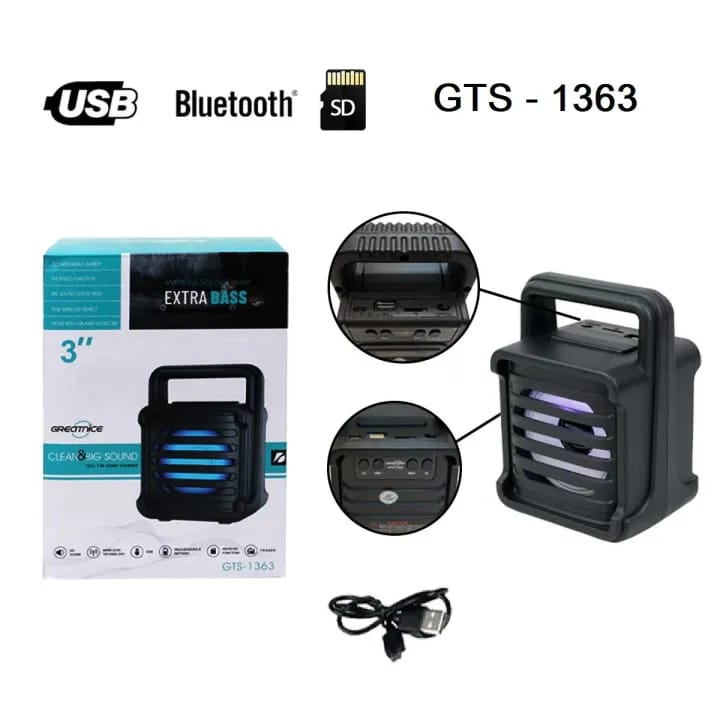 Greatnice GTS-1363 Mini Bluetooth Speaker with LED Light โ Portable & Powerful