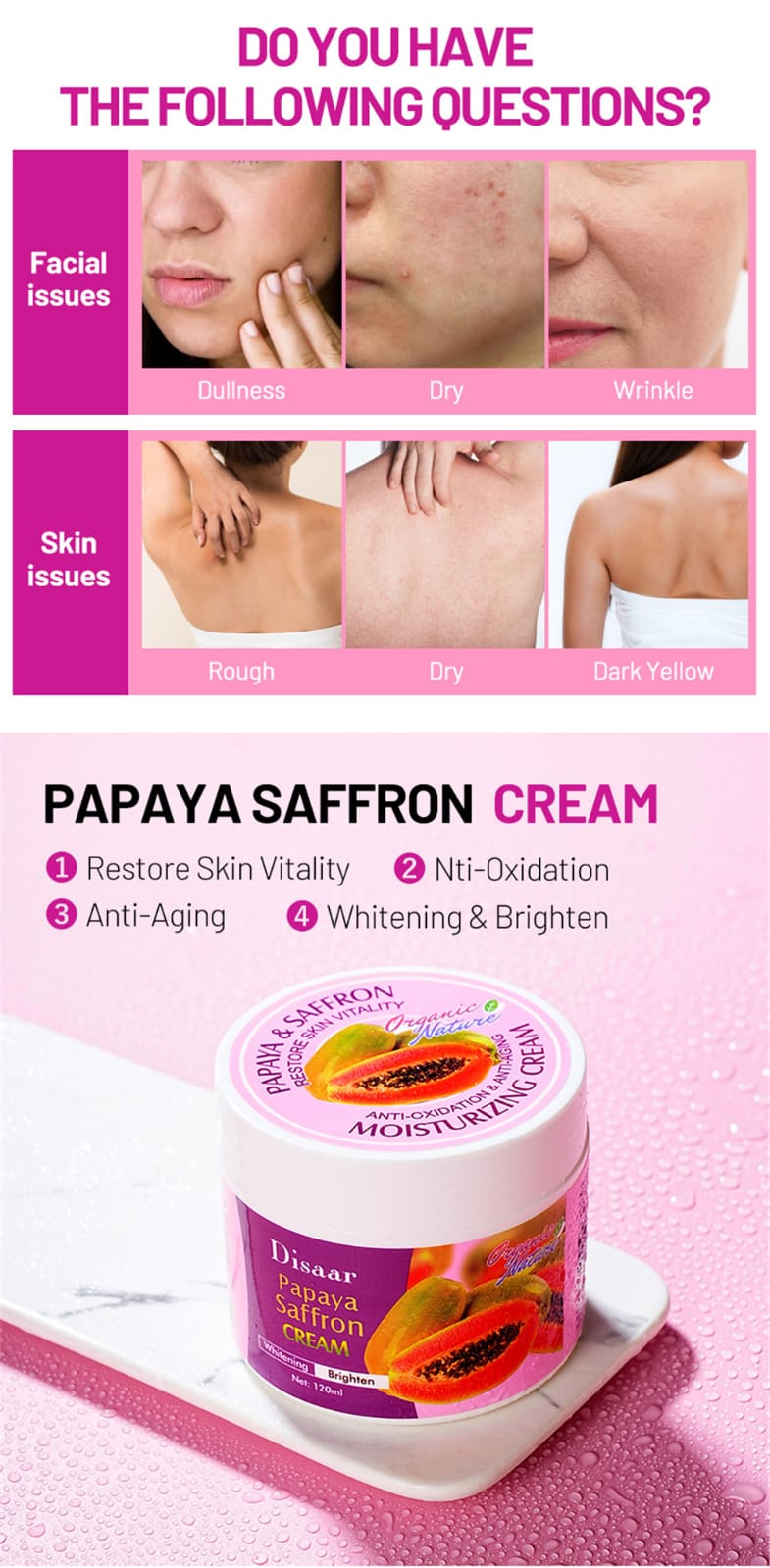 Disaar Papaya Saffron Cream – Brightening & Nourishing – 120ml