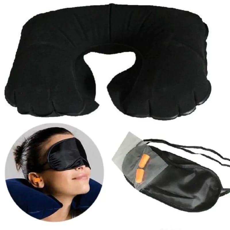 Travel Sleep Set тАУ Eye Mask, Earplugs & Inflatable Neck Pillow