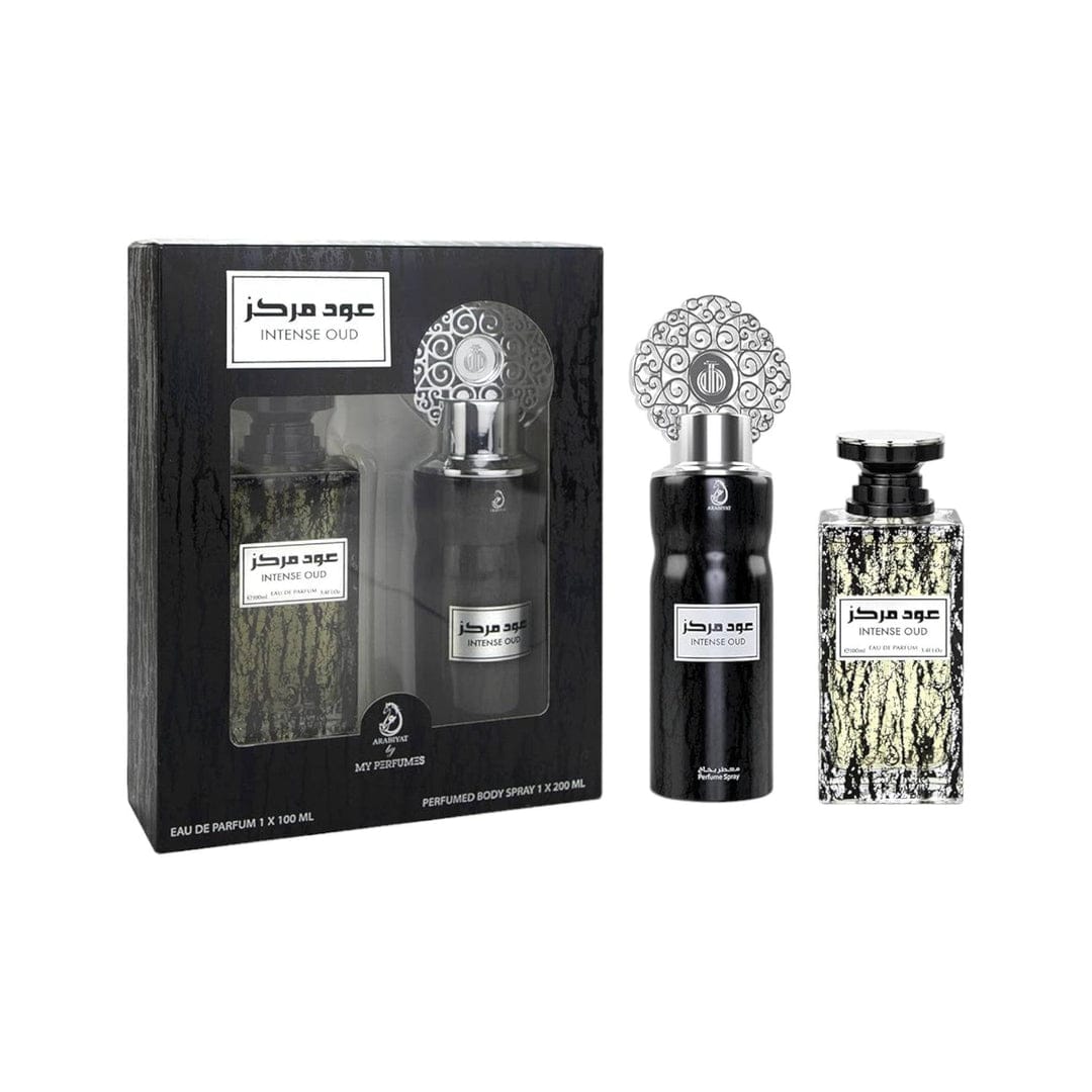 Intense Oud gift set with 100ml Eau de Parfum and 200ml body spray in luxury packaging