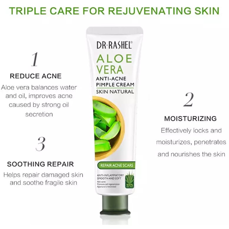 Dr. Rashel Aloe Vera Anti-Acne Pimple Cream 25g tube with packaging