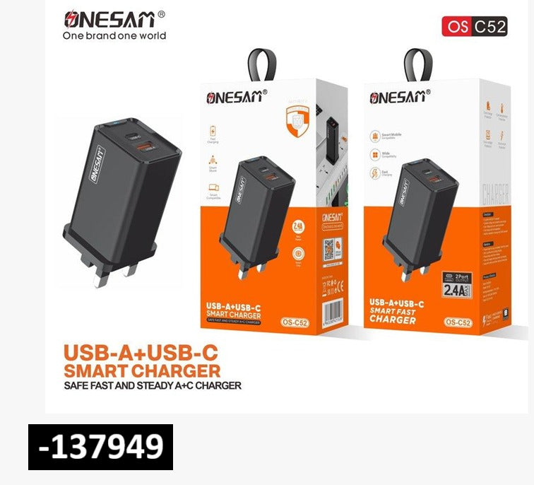 ONESAM Smart Fast Charger Set OS-C52 (A+C Dual Port) – USB-A + USB-C