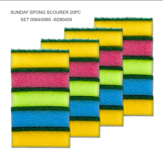 Sunday Sponge Scourers 20-piece set for kitchen and home cleaning