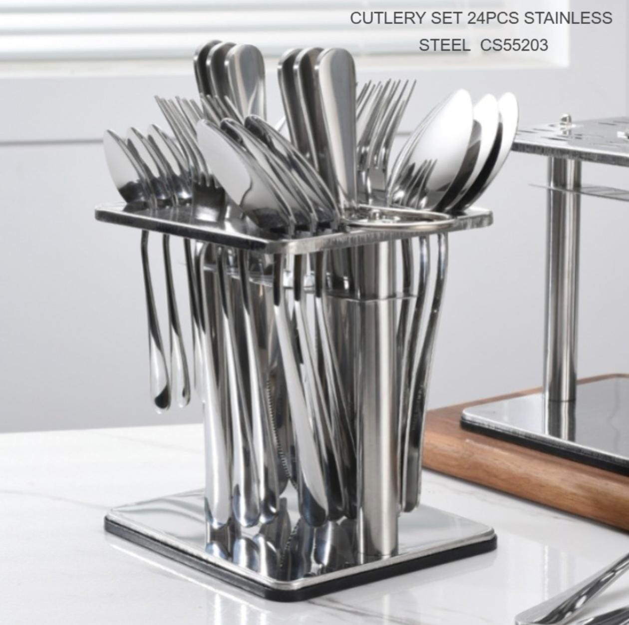 24-piece stainless steel cutlery set with stand