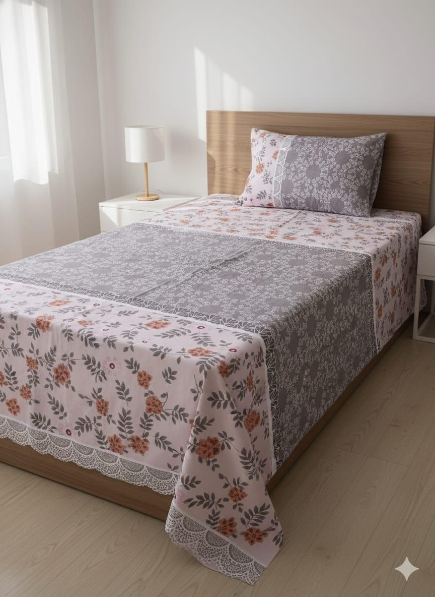 Jaipur Pride Floral Print Cotton Reversible Dohar тАУ Single Bed (With Bedsheet & Pillowcover Pack of 1)