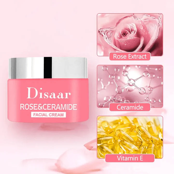 Disaar rose & ceramide facial cream.