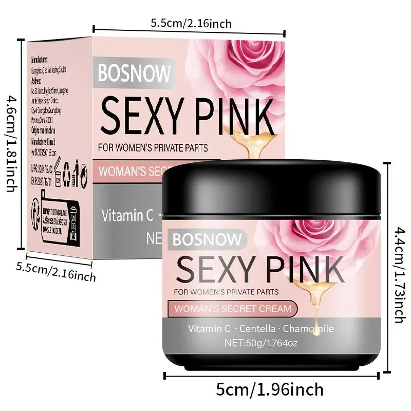 Bosnow Sexy Pink Woman’s Secret Cream 50g jar and packaging.