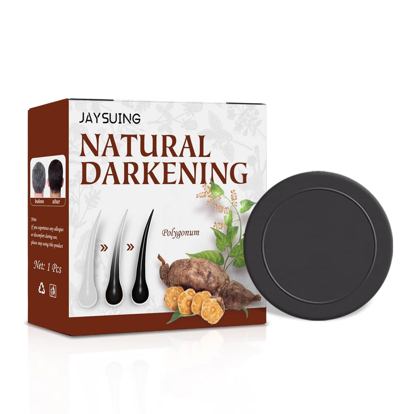 Organic Hair Darkening Shampoo Bar for Men & Women, Volumizing & Moisturizing, Repair Essence, Black Hair 1PC-Black.