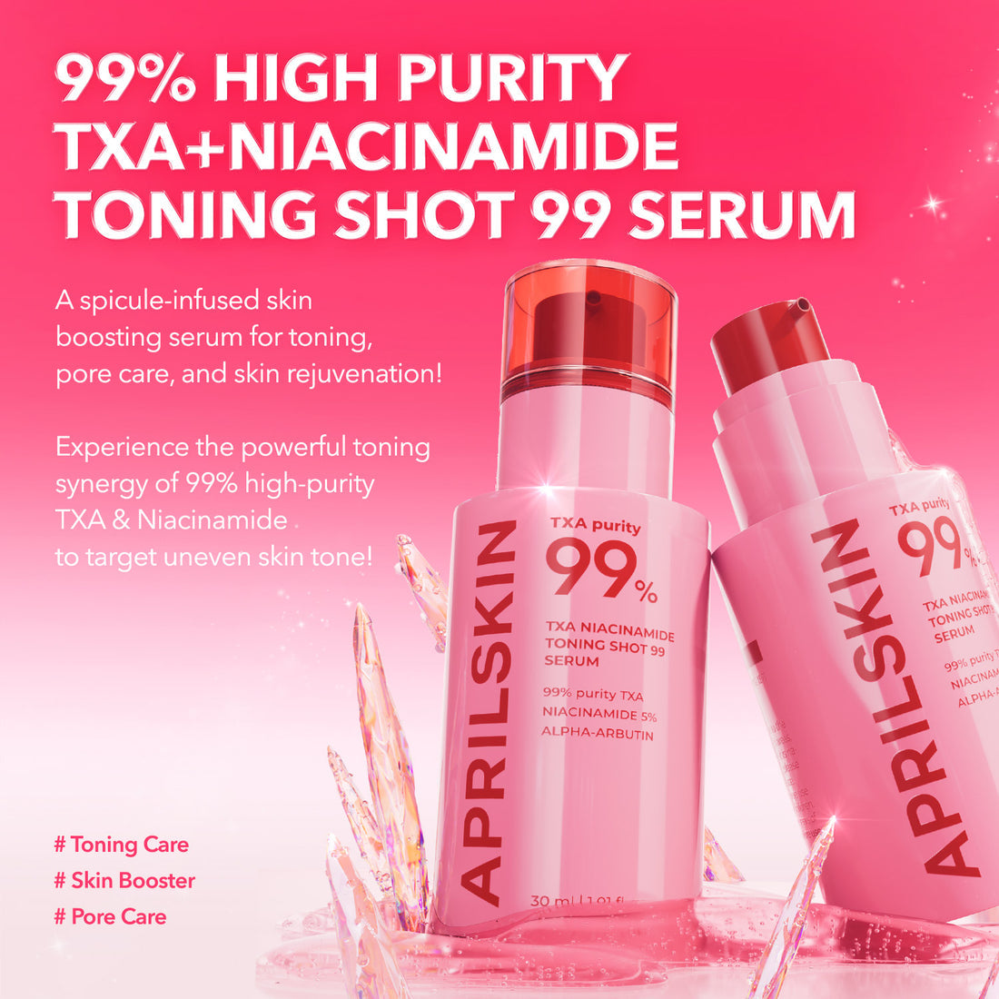 APRILSKIN TXA Niacinamide Toning Shot Serum – 30ml: Reveal Brighter, Radiant Skin