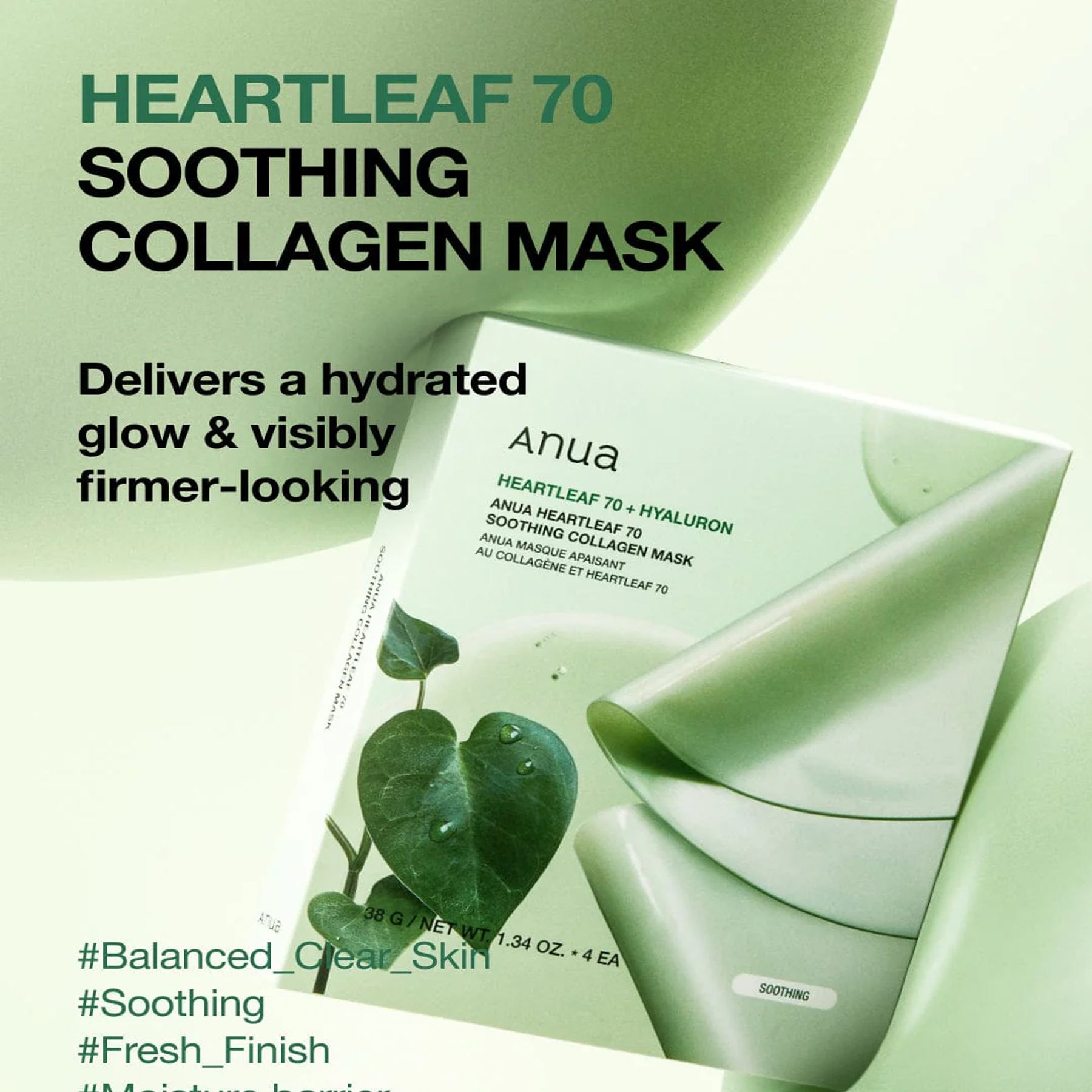 Anua Heartleaf 70 +Hyaluron Soothing Collagen Mask - 38g