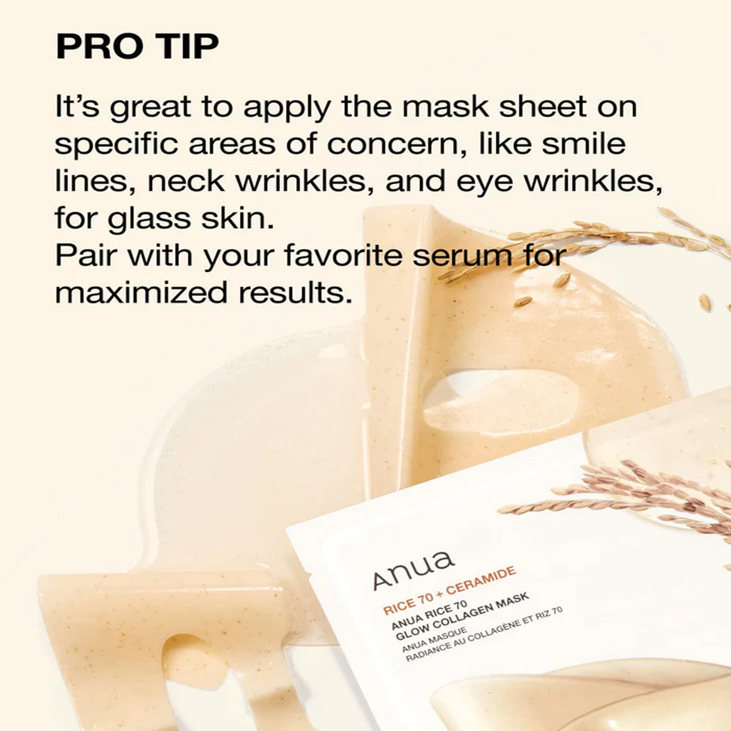 Anua Rice 70+ Ceramide Glow Collagen Mask - 38g