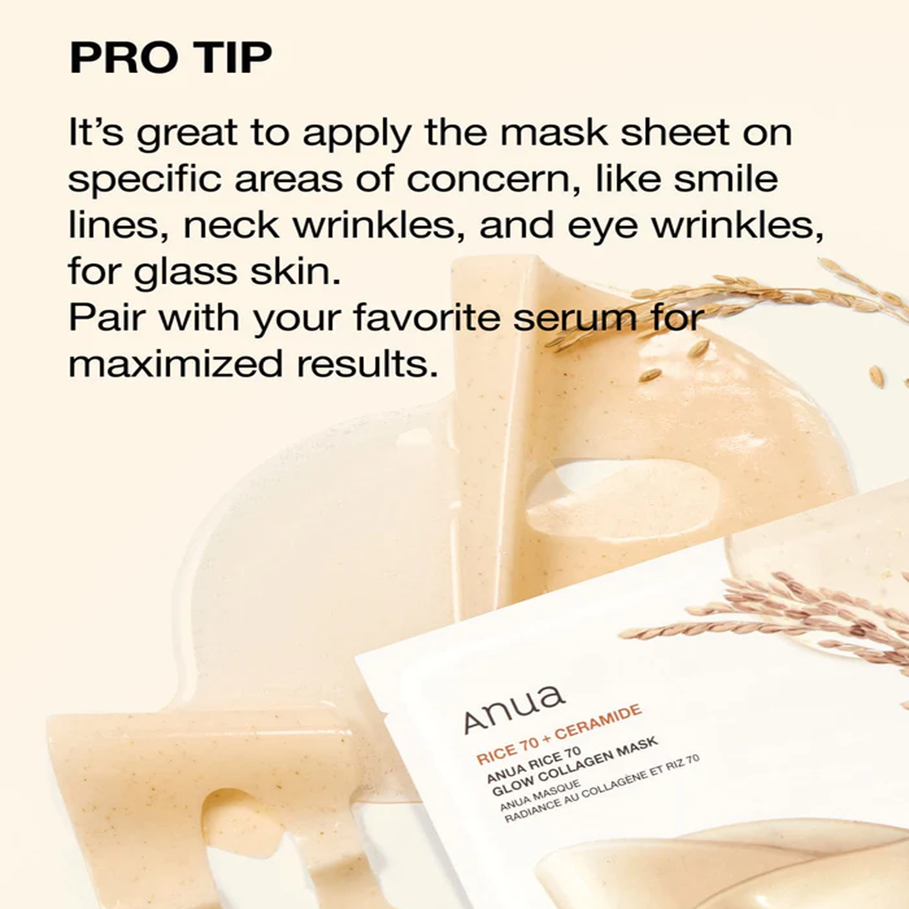 Anua Rice 70+ Ceramide Glow Collagen Mask - 38g