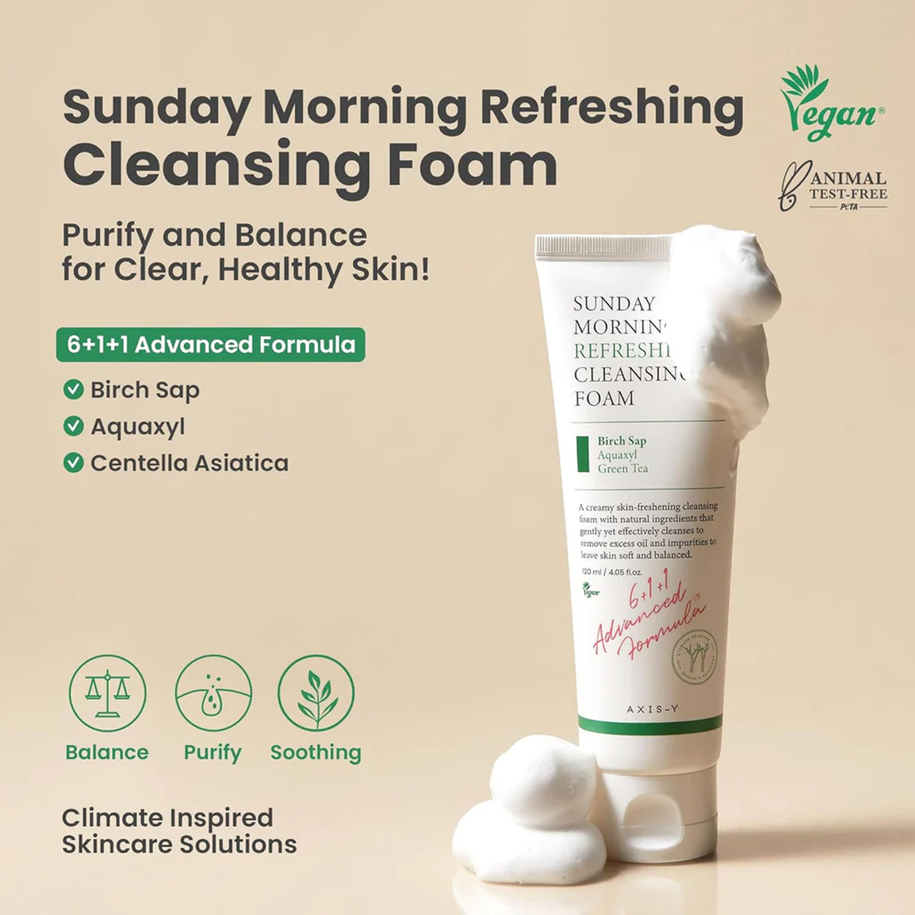 Axis-Y Sunday Morning Refreshing Cleansing Foam - 120ml