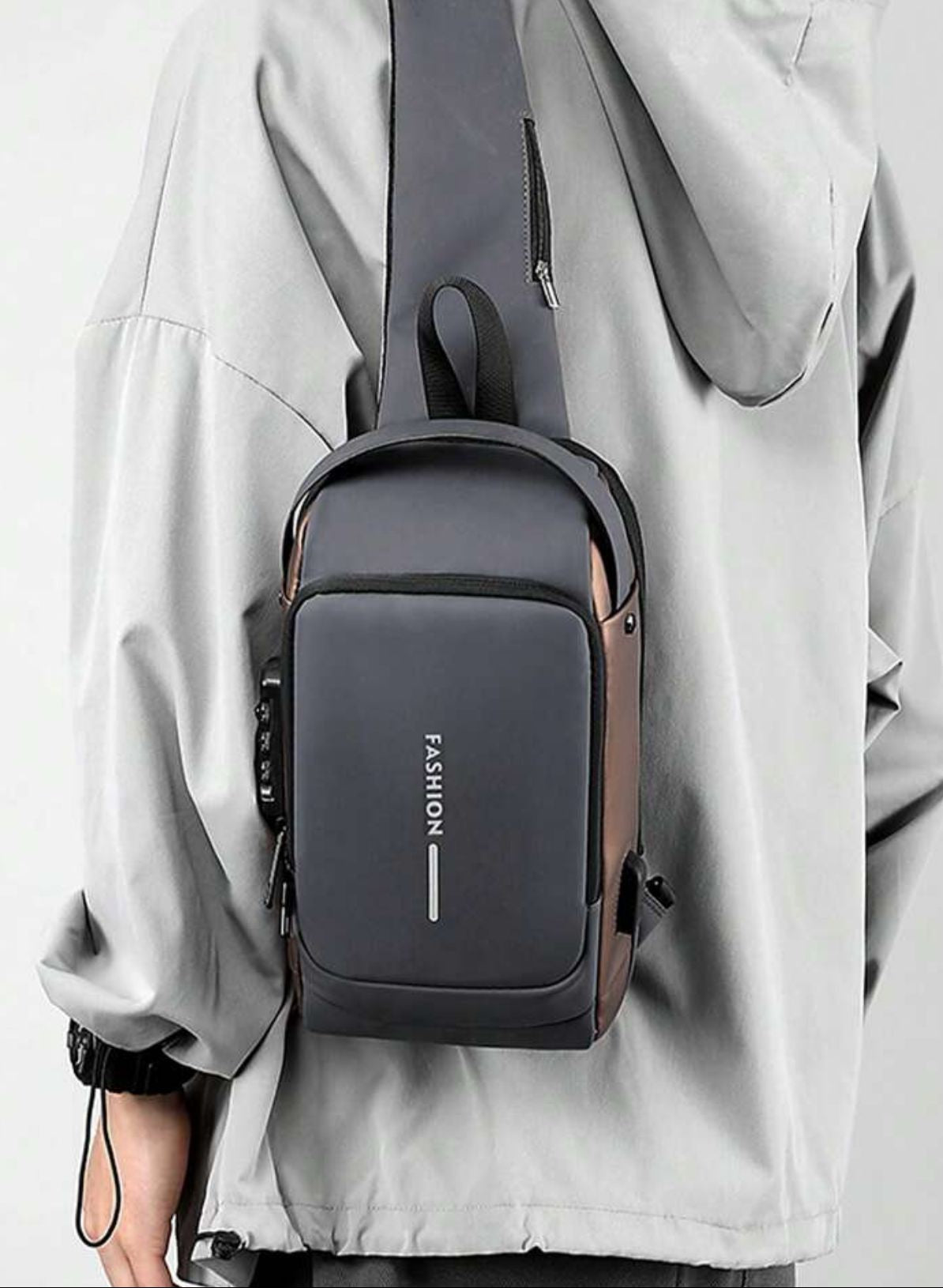 Waterproof Multifunctional Anti-theft Men's Chest Bag with JSB Charging Port.