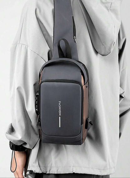 Waterproof Multifunctional Anti-theft Men's Chest Bag with JSB Charging Port.