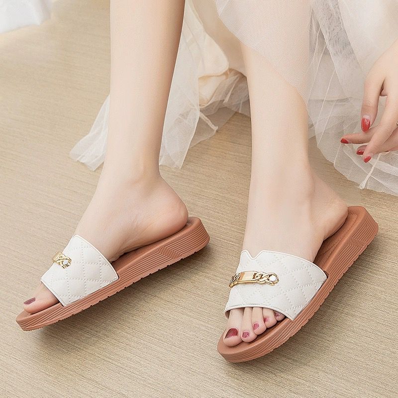 Women thick sole outdoor flip-flops.(White)