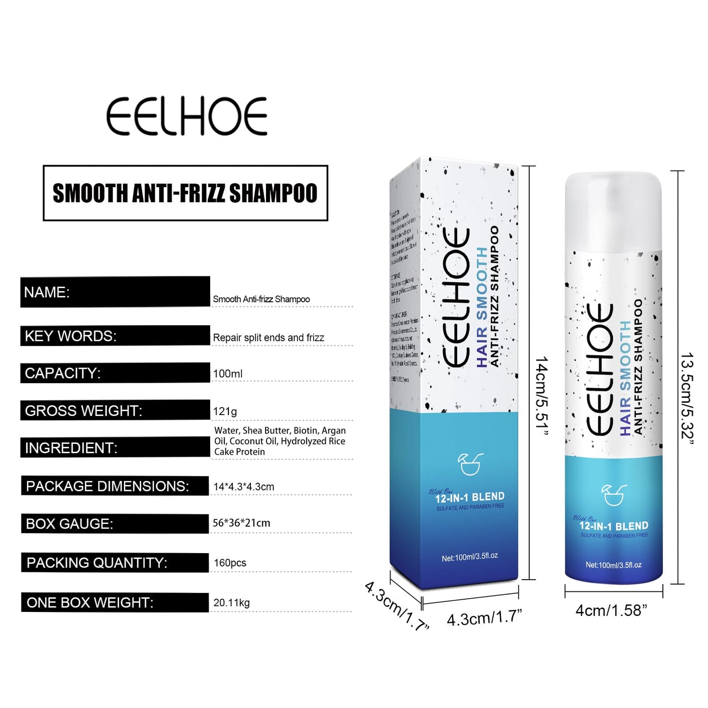 EELHOE Smooth Anti-Frizz Shampoo – 100ml