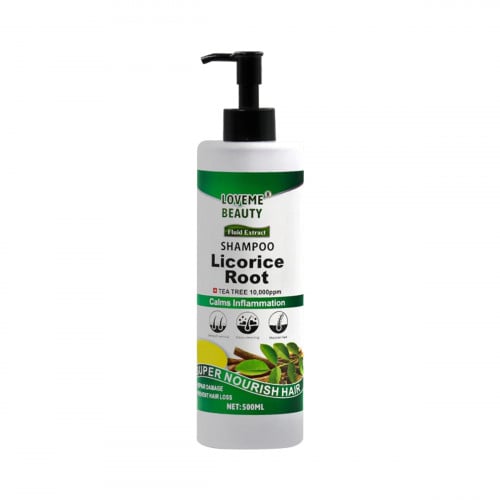 LOVEME BEAUTY Licorice Root Shampoo bottle with calming and anti-dandruff formula – 500ml
