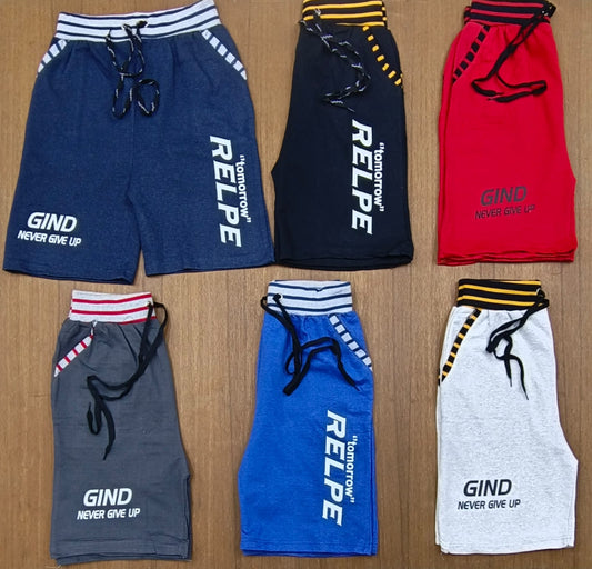 Mixed design men’s cotton shorts – USA, Chicago, RELPE, TRIR STAR, Balance Beam, and GIND printed styles