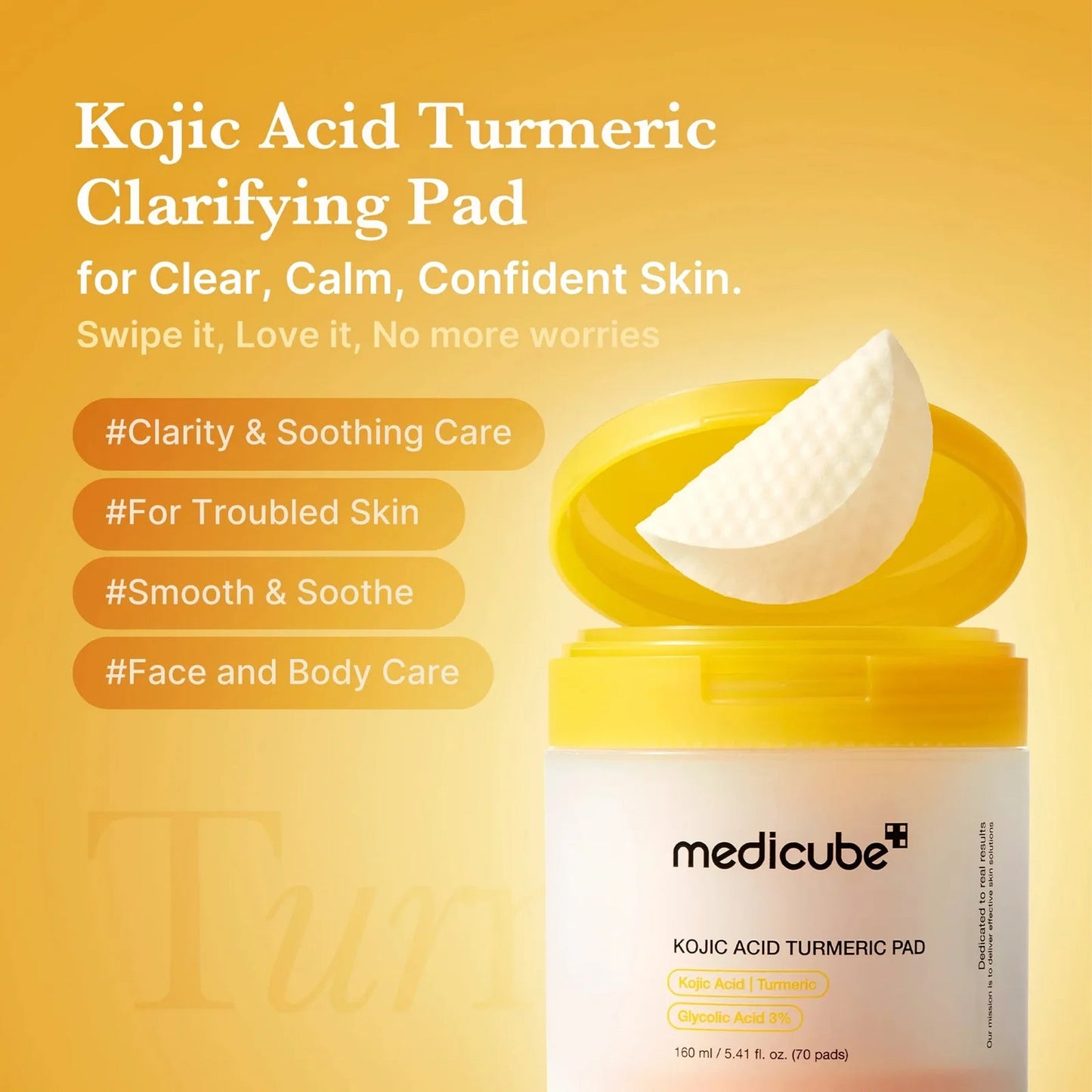 Medicube Kojic Acid Turmeric Pad With 3% Glycolic Acid - 160ml