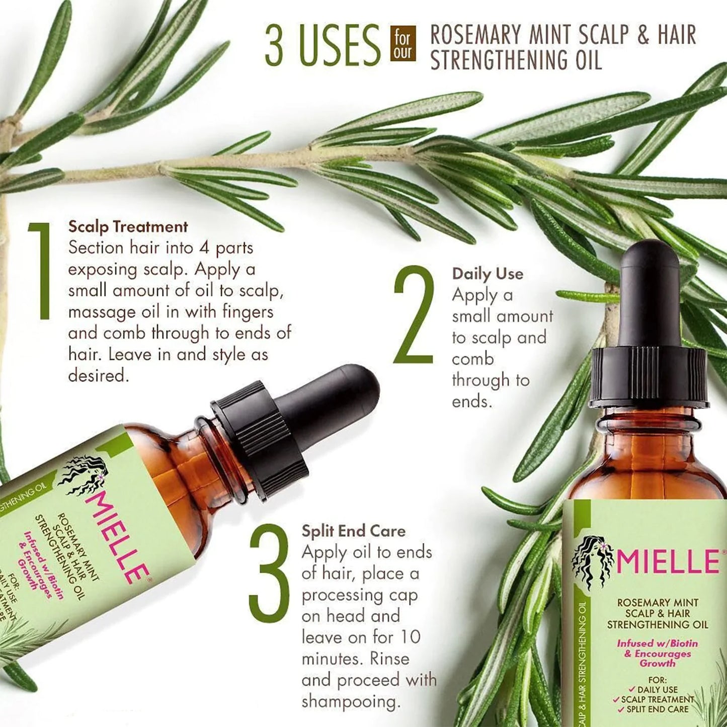 Mielle Rosemary Mint Scalp & Hair Strengthening Oil - (59ml)