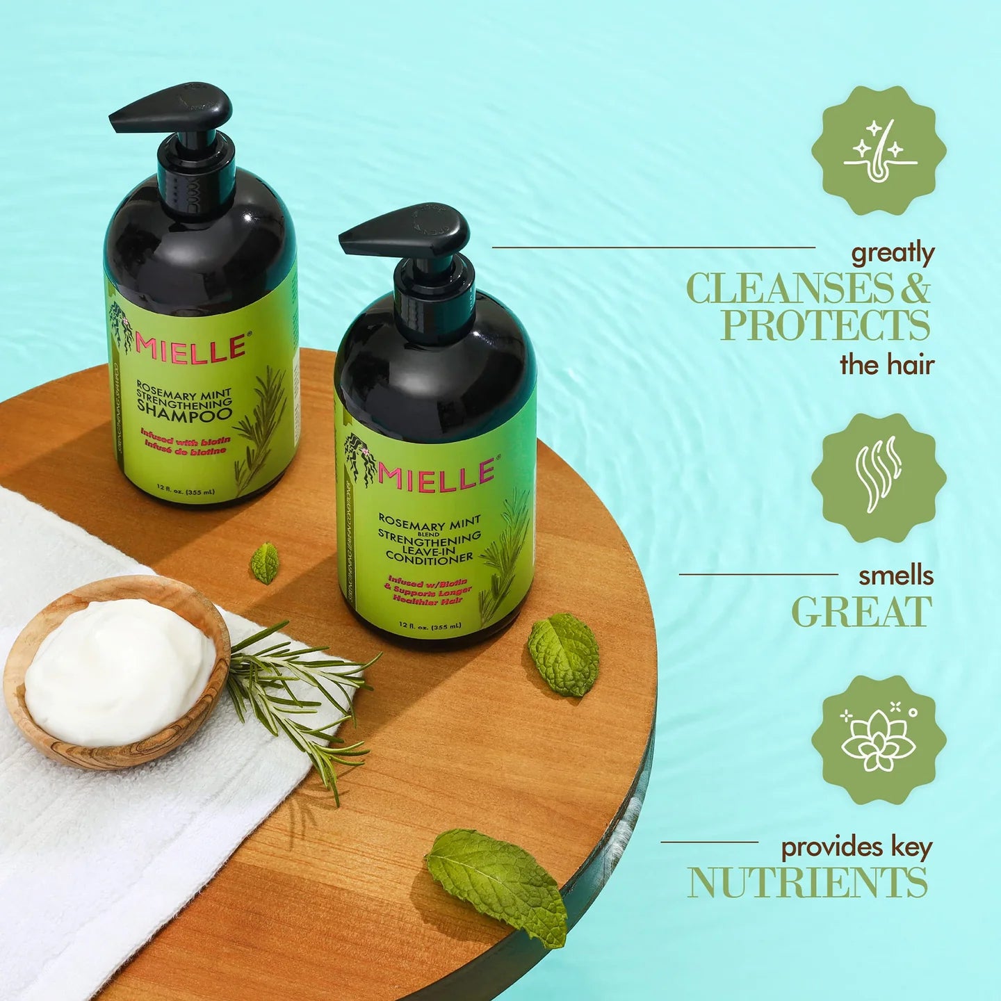Mielle Rosemary Mint Strengthening Shampoo - (355ml)