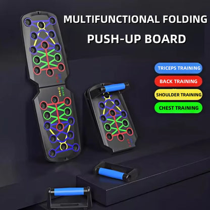 Foldable color-coded push-up board for strength training at home