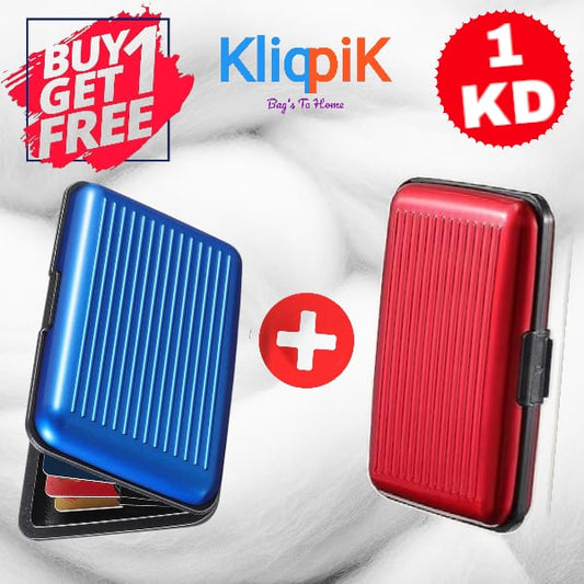Buy 1 get 1 aluminum card holders in red and blue color