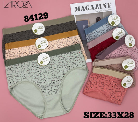 LAROZA 84129 pack of 2 printed high-waist women's cotton panties with cartoon designs