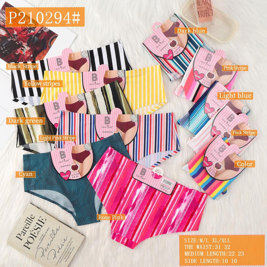Women's striped cotton panties P210294# – pack of 2 with assorted colors and sizes