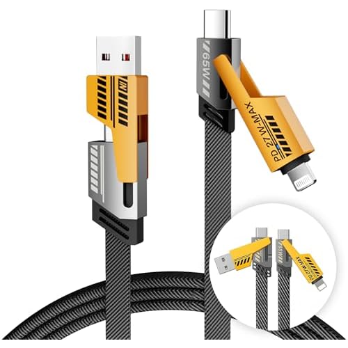 3-in-1 charging cable with 65W fast charging – Type-C, Lightning, and Micro USB connectors