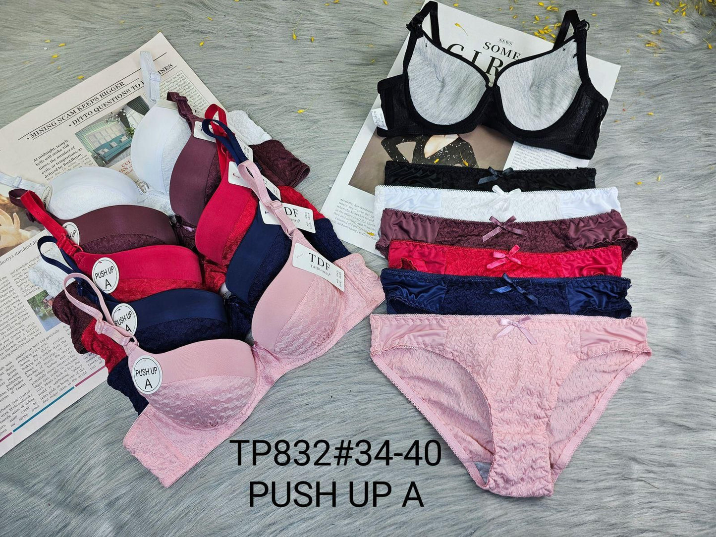 Lace Push-Up Bra & Panty Set  (Multiple Colors)