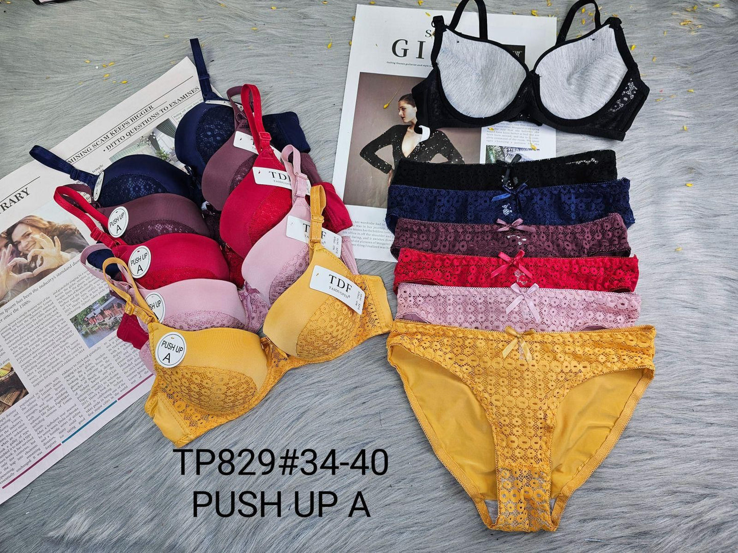 Lace Push-Up Bra & Panty Set  (Multiple Colors)
