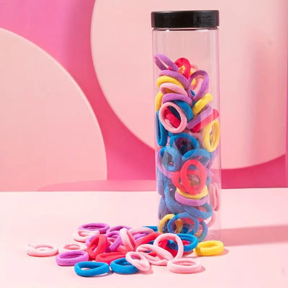 100 Pieces Colorful Hair Ties for Kids – Soft Elastic Bands in Jar