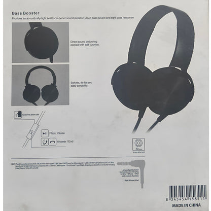 Extra Bass Wired Headphones – 30mm Driver – Red, Black