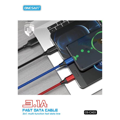 ONESAM 3-in-1 Fast Data Cable – Micro, Type-C & Lightning (OS-CA03)