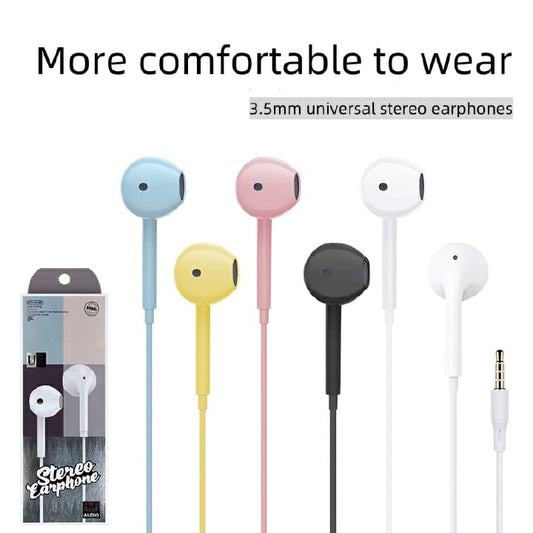 Multicolor 3.5mm universal stereo earphones with retail packaging