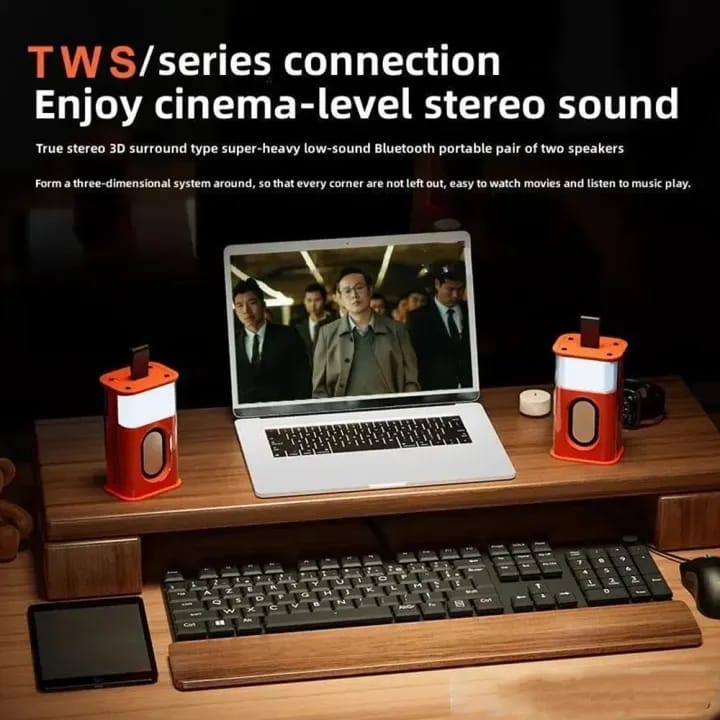 Portable Bluetooth Speaker 5W – 360° Surround Sound with Light Effects