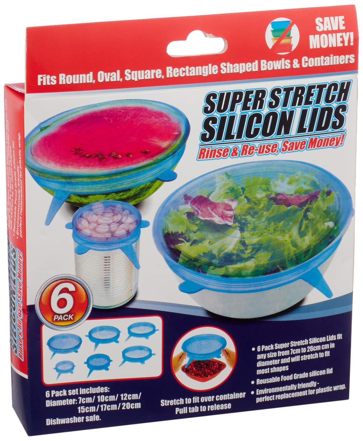 Super Stretch Silicone Lids – 6 Piece Set for Bowls & Containers