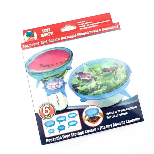 Super Stretch Silicone Lids 6-Pack – Reusable Food Covers for Bowls and Containers